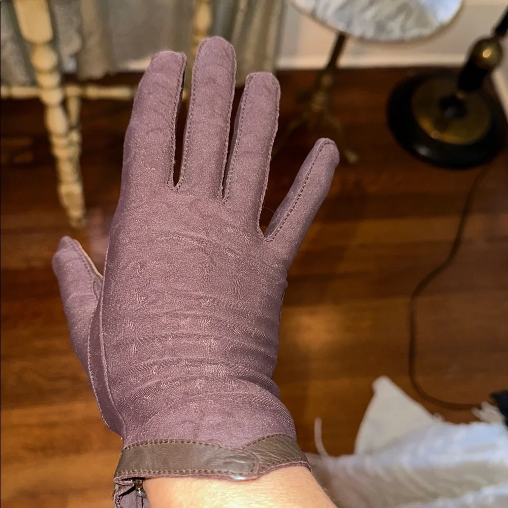Vintage NWOT Isotoner‎ Brown Swirl Pattern Antron Nylon Driving Gloves